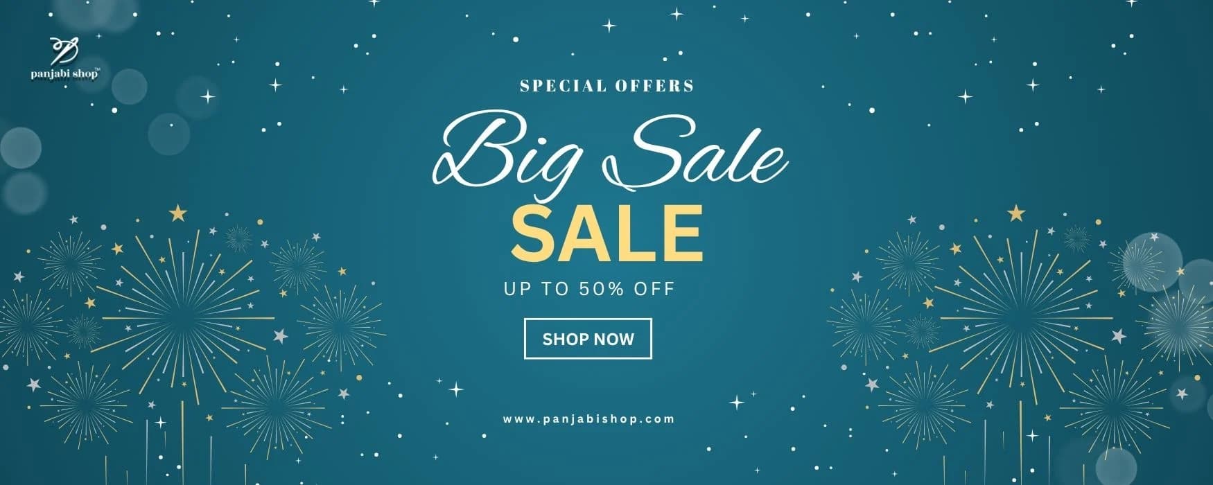 Panjabi Shop special-offer banner — up to 50% off