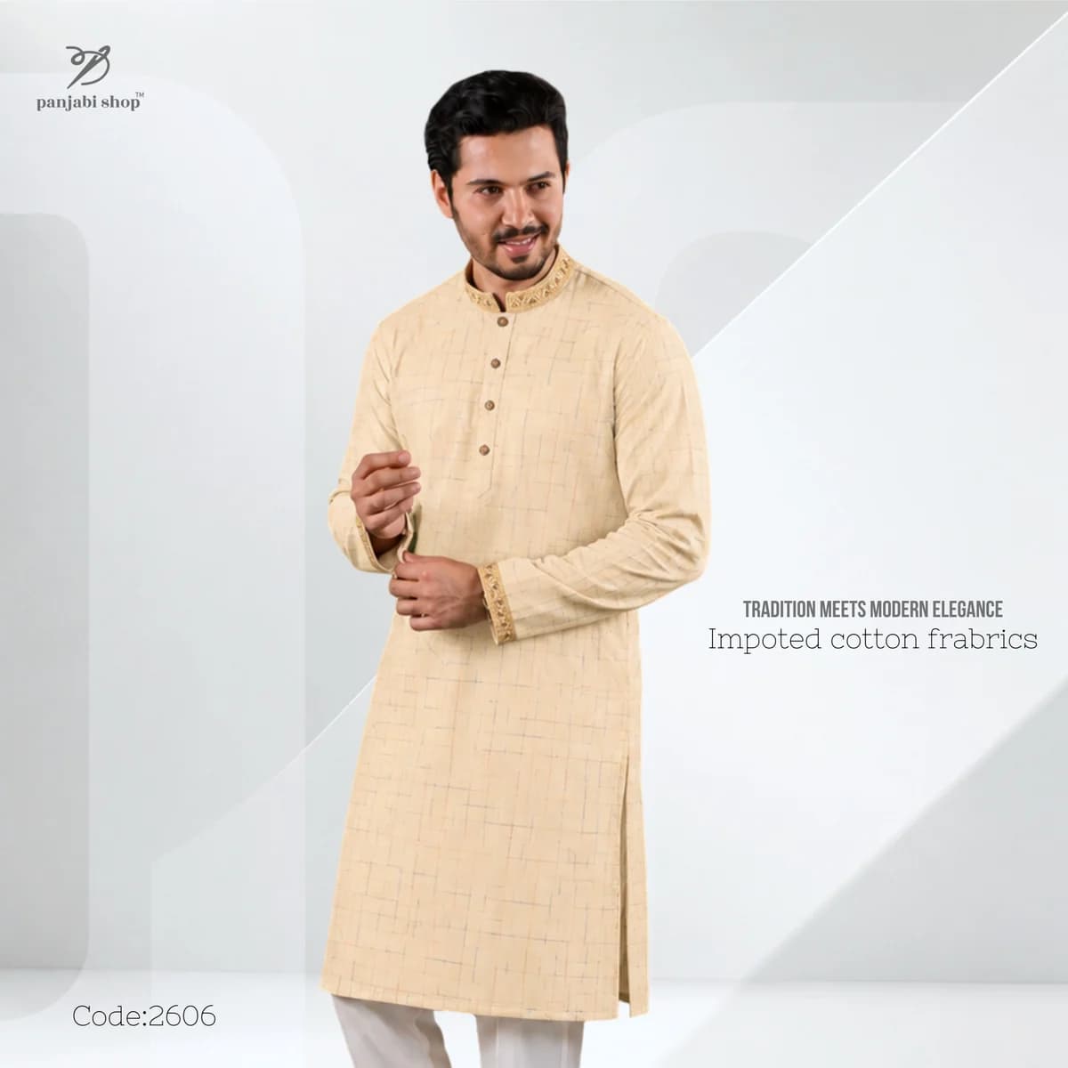 Embroydery panjabi — Cream Colour Panjabi