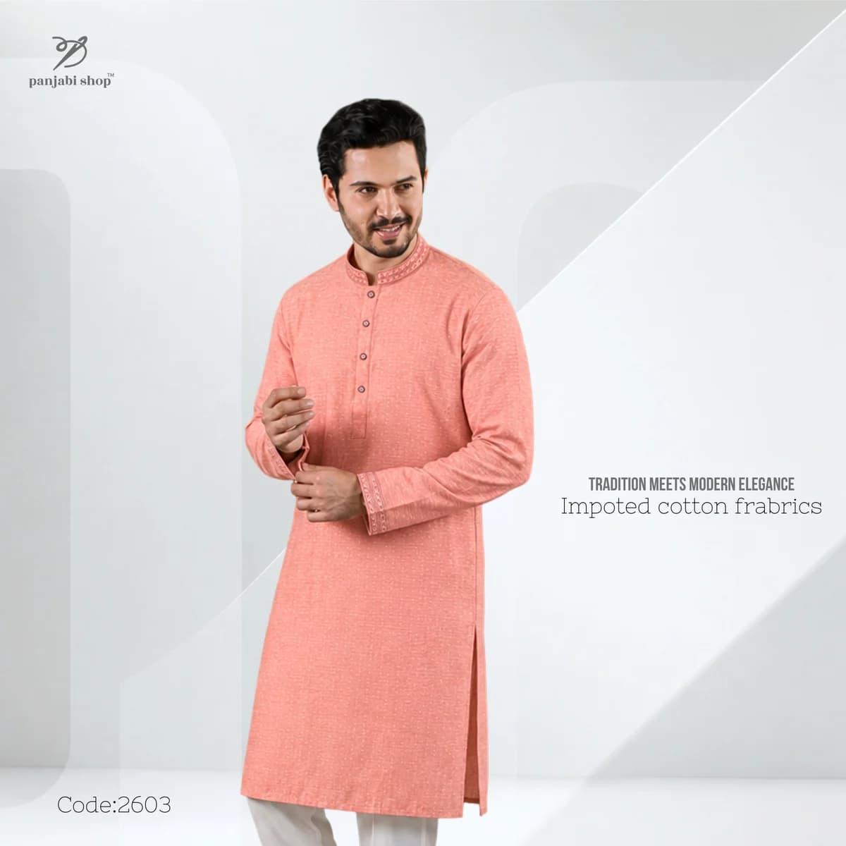 Embroydery panjabi — Orange