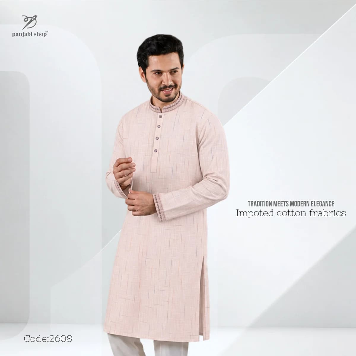 Embroydery panjabi — Pink